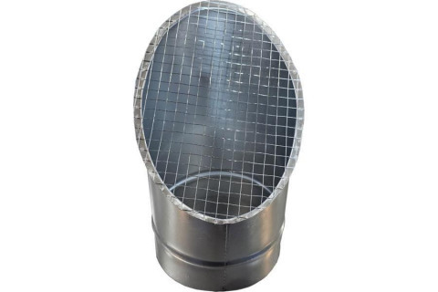 Косой или скошенный участок воздуховода круглого сечения с сеткой Ф250-150-45  Лист.нерж. (AISI 430) 0.50 [Сетка сварная/-]