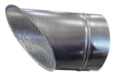 Косой или скошенный участок воздуховода круглого сечения с сеткой Ф250-150-45  Лист.нерж. (AISI 430) 0.50 [Сетка сварная/-]